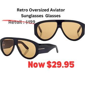 No brand  Trendy Retro Oversized Aviator Sunglasses Unisex 70s Luxury
